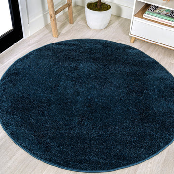 Haze Solid Low-pile Area Rug Navy